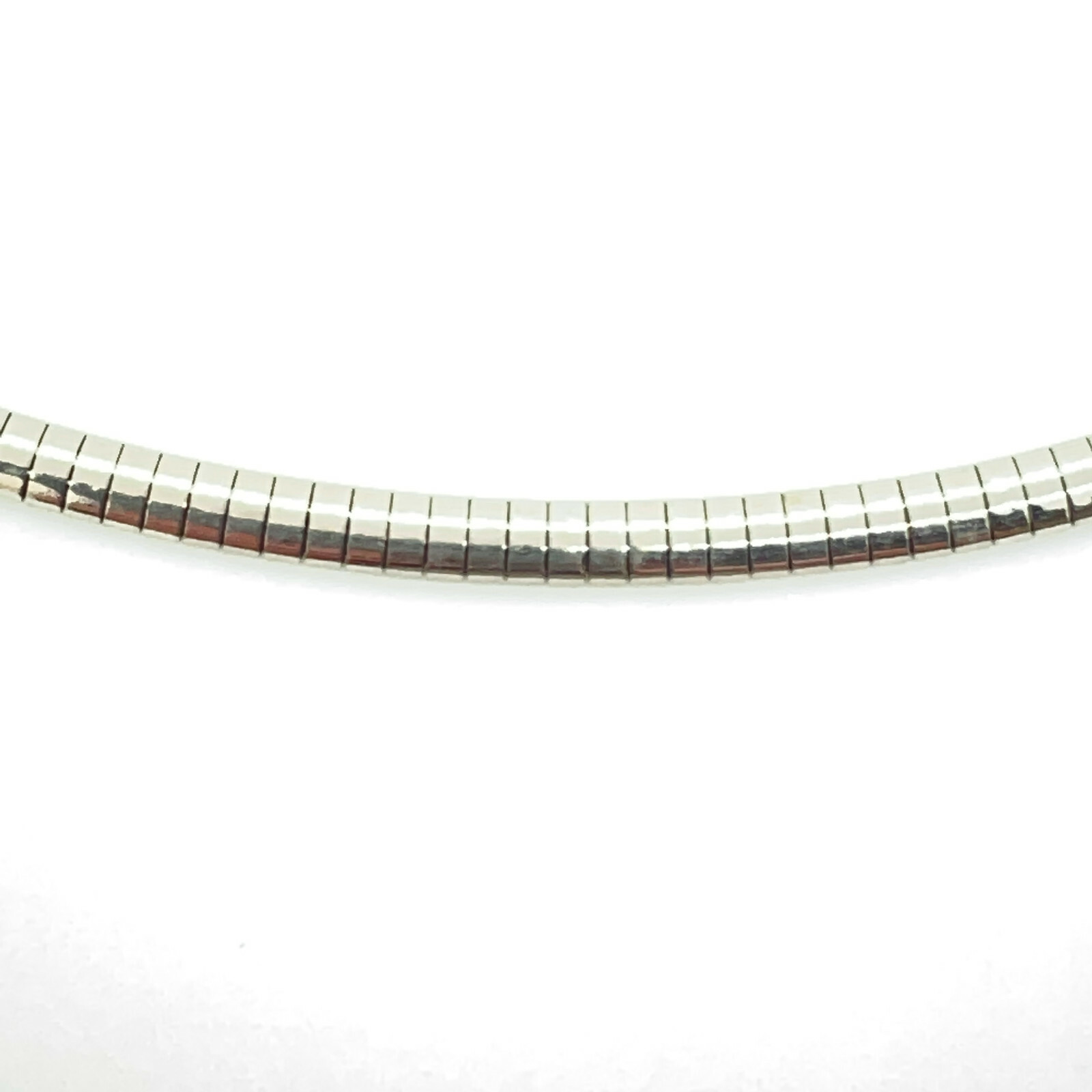 Silver Tone 3.1mm Low Dome Omega Collar Necklace 18″ 12.0g