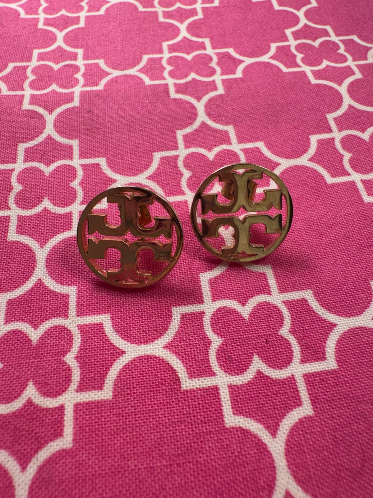 Tory Burch Gold Tone Logo Earrings