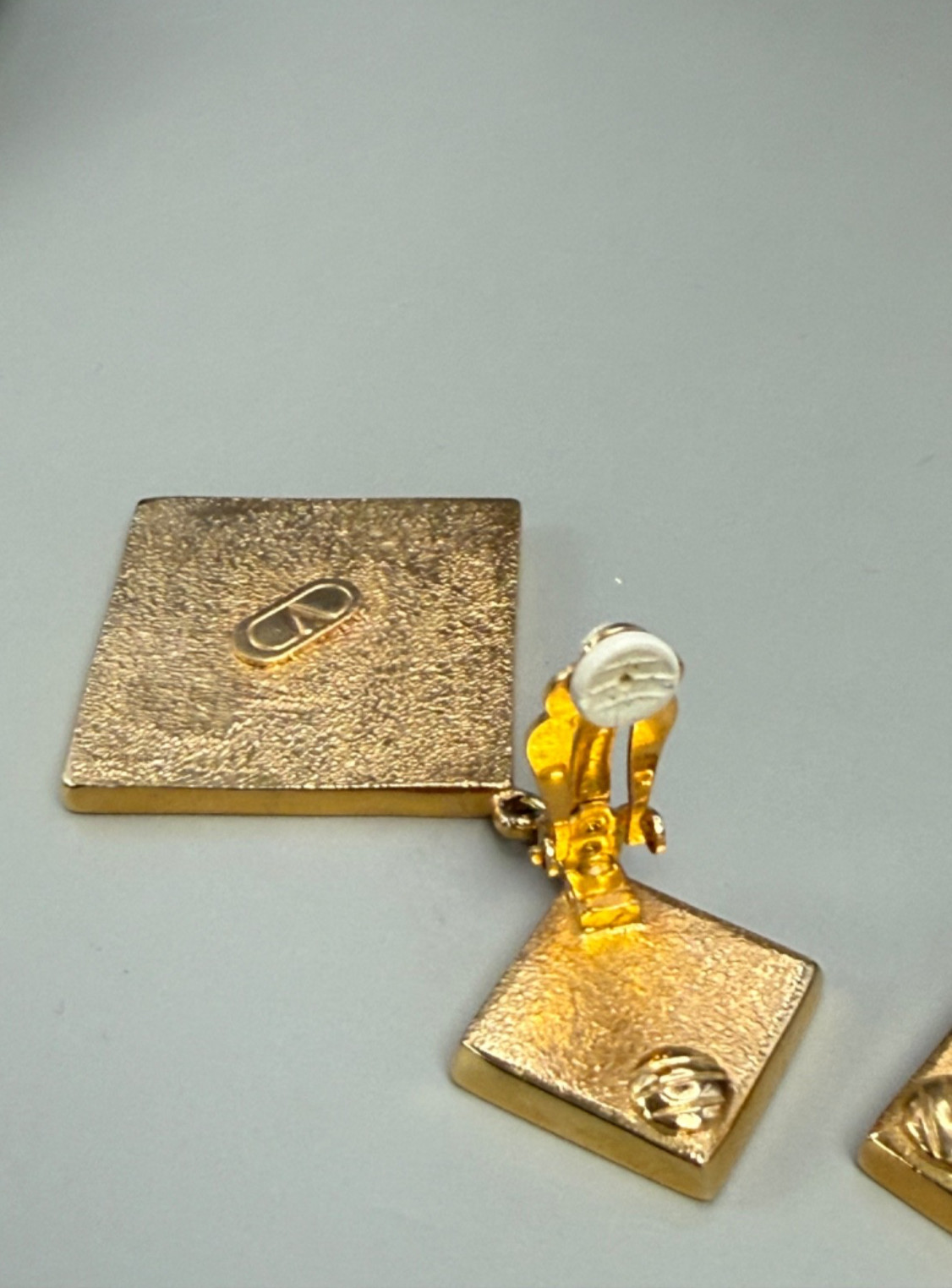 Vintage Valentino Garavani Geometric Enamel & Gold tone Clip on Earrings