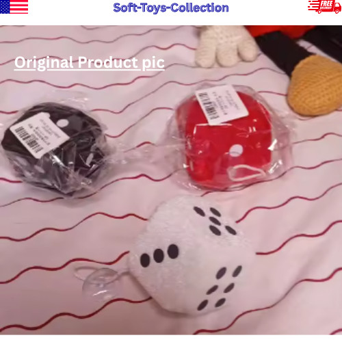 2PCS Fuzzy Dice Car Mirror Hanging Ornament Auto Interior Decor Gift
