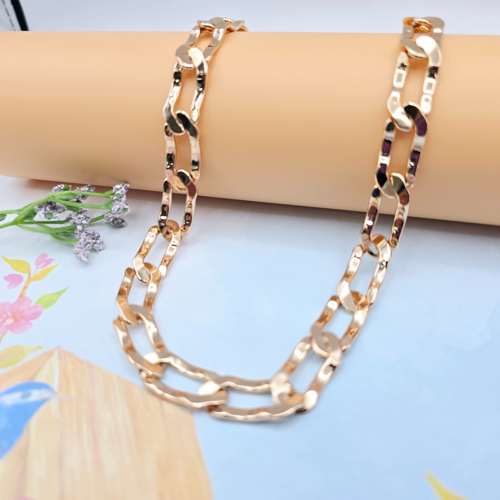 Chunky Link Necklace in High Shine Finish – 19.7 Inch, XPNL0071 Rose Gold