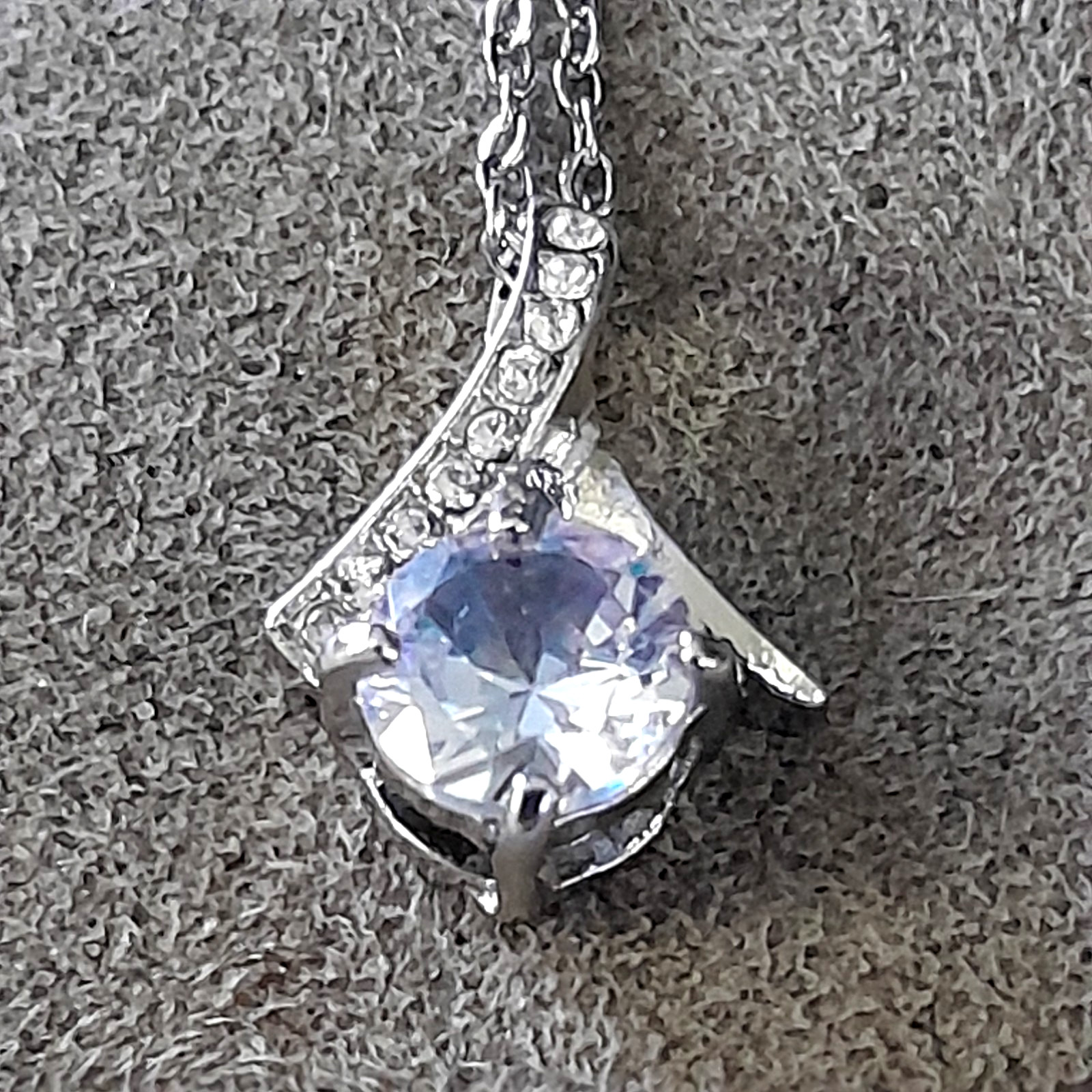 Women 17 in Necklace/Earrings 4 CT Sterling Silver 925 Brazilian Clear Sapphire