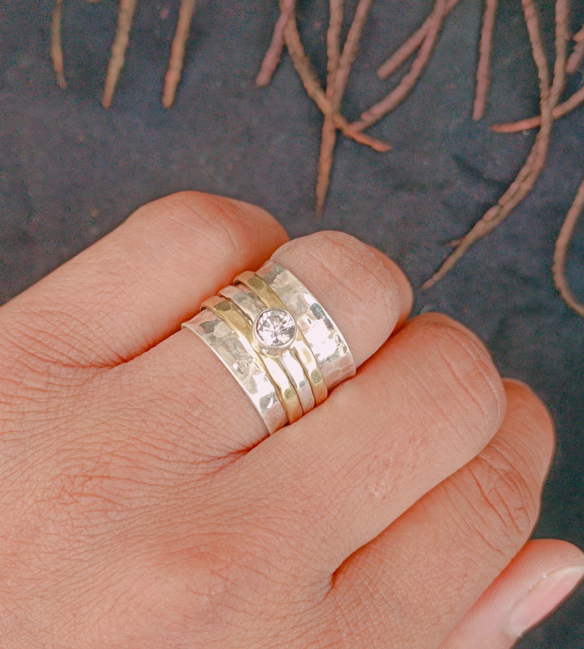 Crystal Quartz Spinner Ring 925 Sterling Silver Spinner Ring Handmade Ring B404