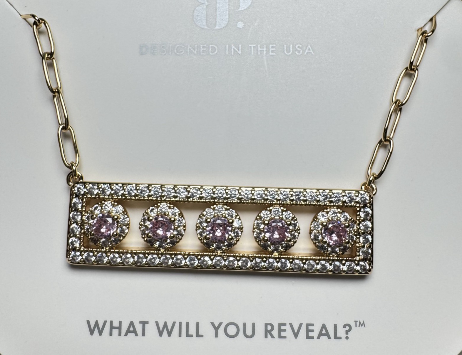 Bomb Party Necklace – NK17959 Five Free Spirits – Rose Quartz Cubic Zirconia
