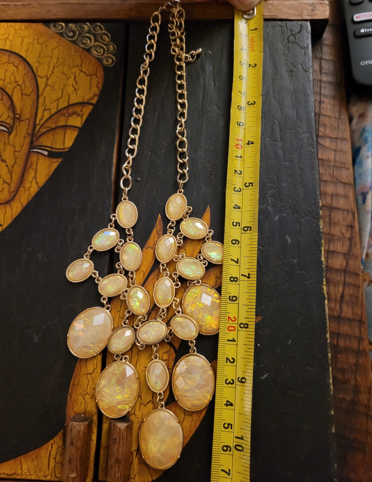 Fiery Faux Opalescent Statement Necklace