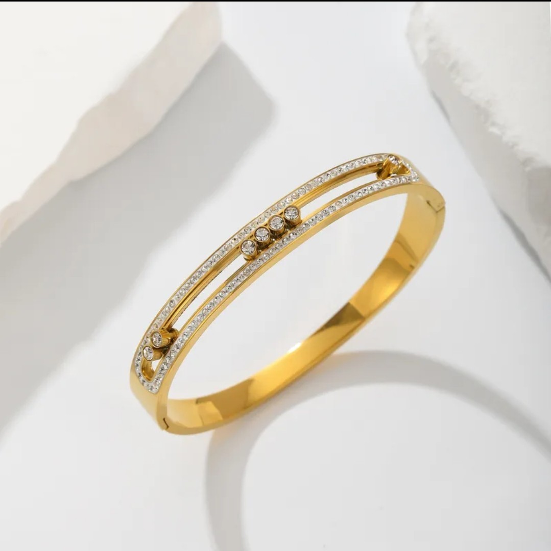 high Plated 18K Titanium Steel Casual Simple Style Shiny Bangle new bracelet