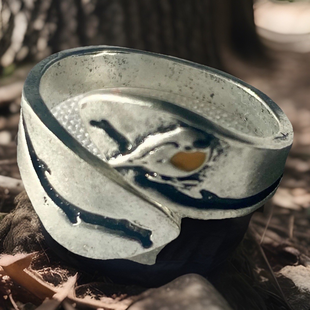 Aluminum Enamel Bird On A Branch Women’s Wrap Ring Size 8, 5g