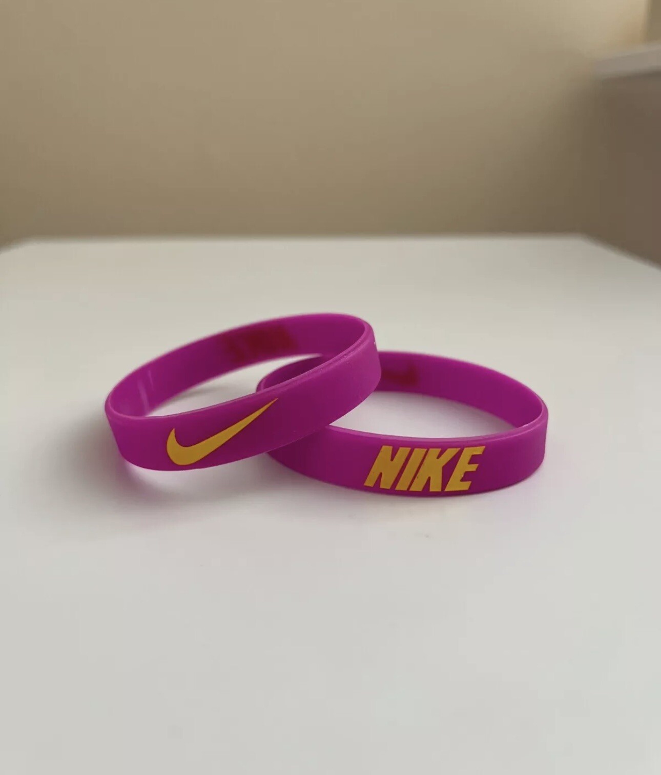 One Nike Silicone Wristband Bracelet / Purple With Yellow