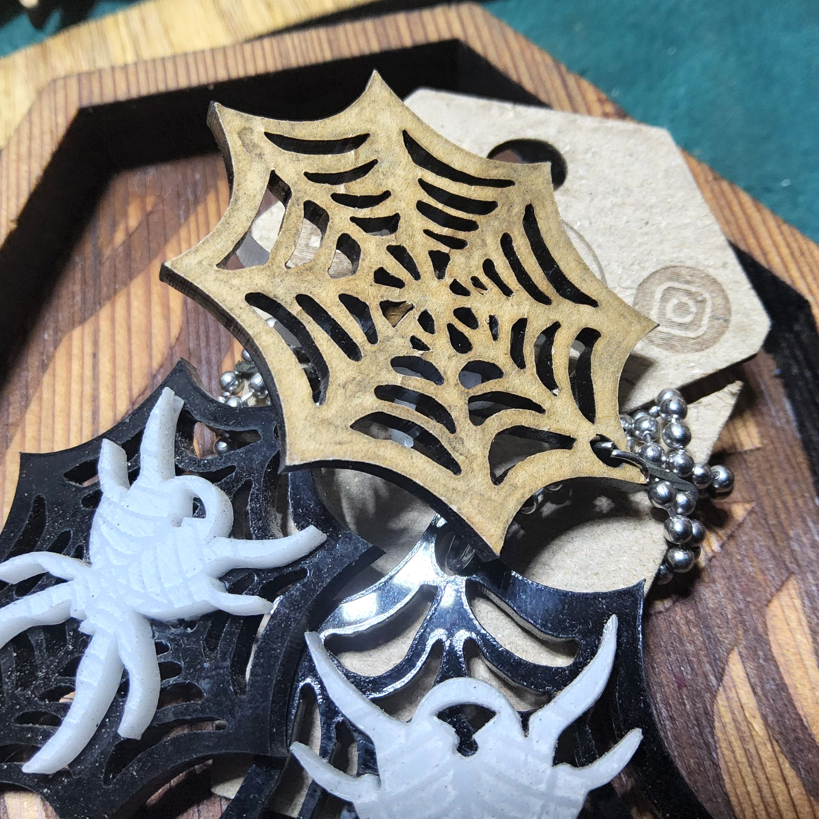 spiders webs earrings laser cut necklace set goth horror style art decor punk