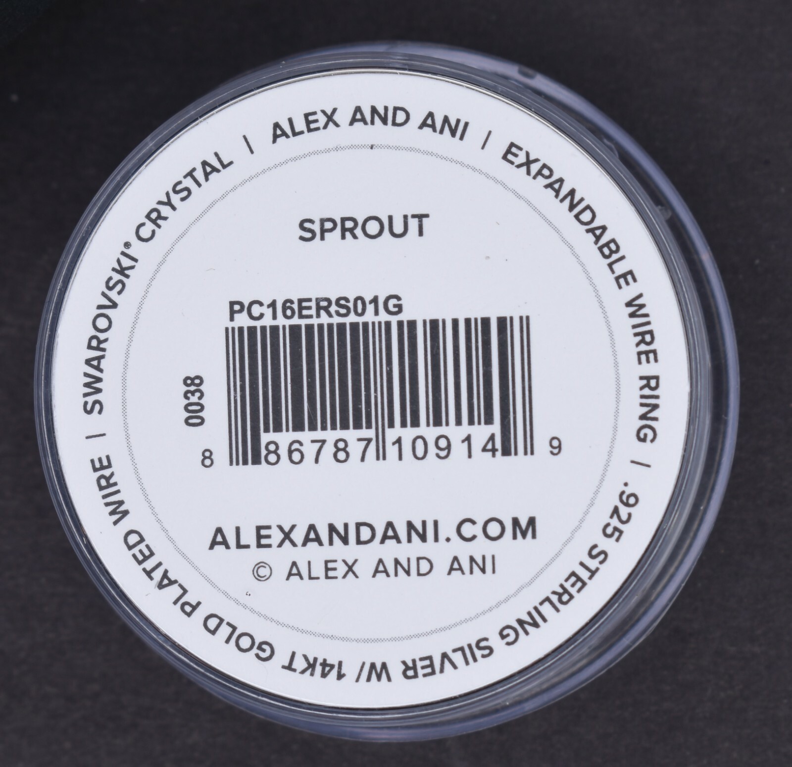 NEW NIB Alex and Ani Sprout Green Swarovski 925 Silver 14KT Gold Plated Ring