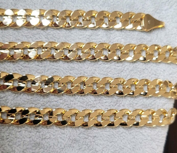 14K Gold Triple Plated Cuban Concave Link Chain, 9mm, 30″, 70gms