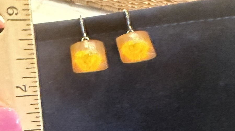 alexis bittar lucite drop earrings Orange Square .75” Overall Dangle