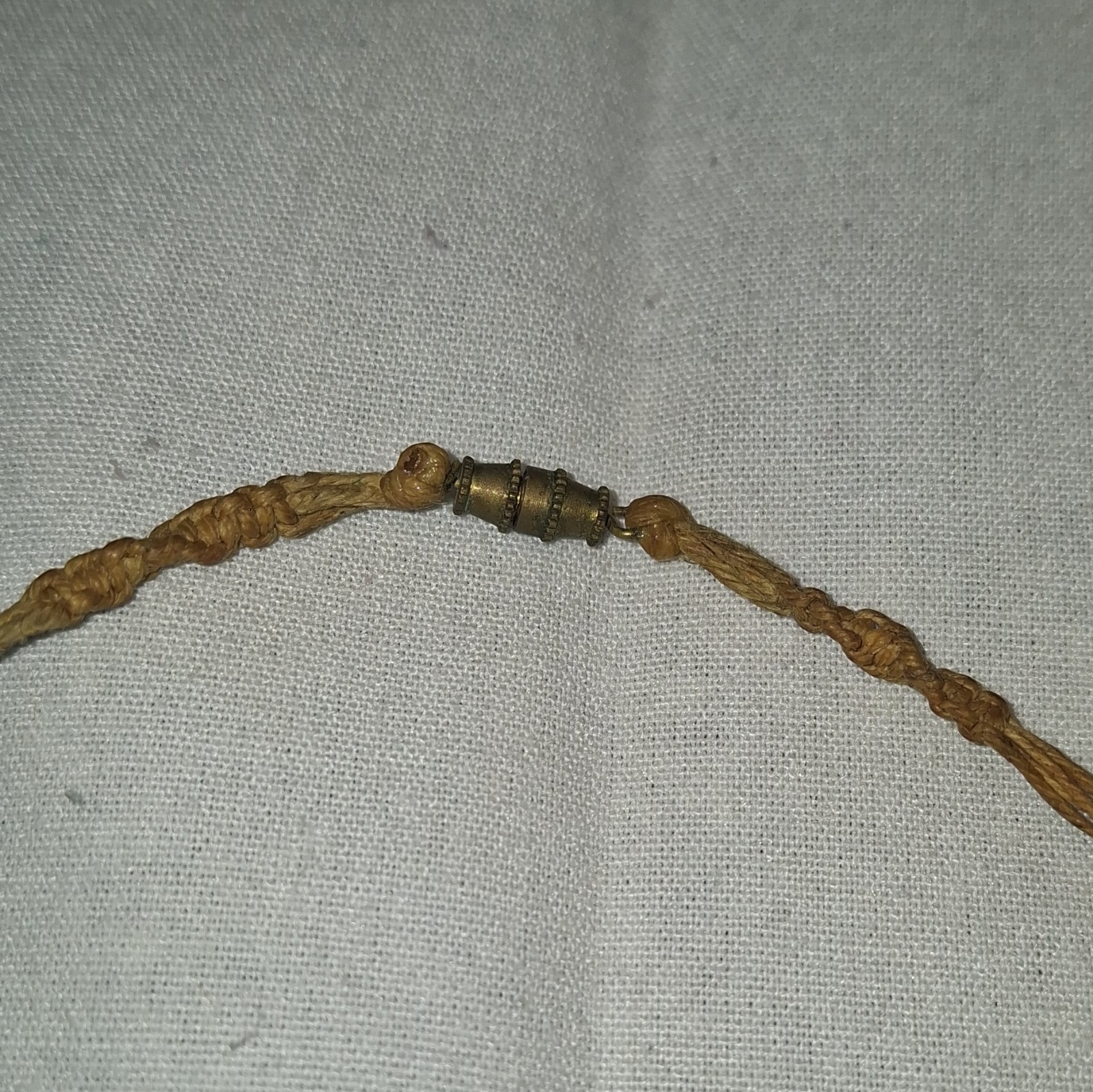 Vintage Bohemian Handcrafted Hemp Cord Necklace – Wire Wrapped Stone Pendant 24″