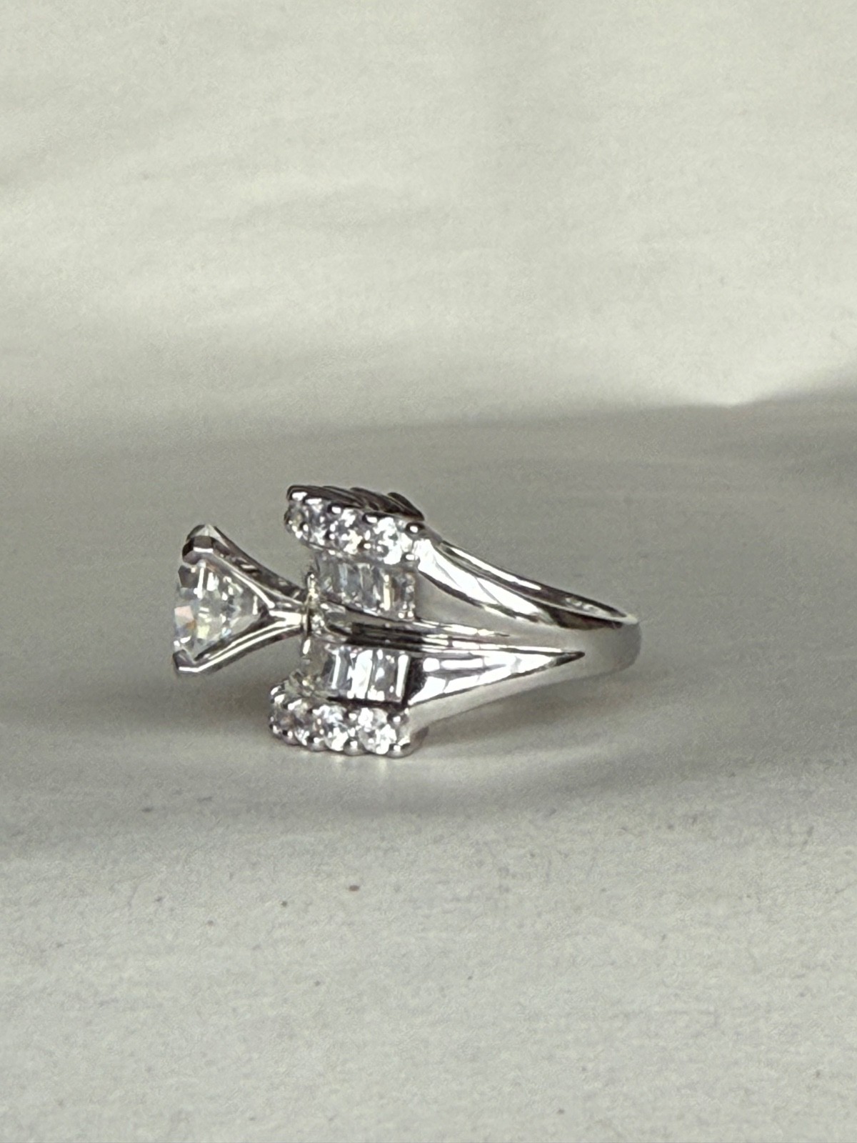 PAJ 925 sterling silver CZ high quality Vintage Cocktail ring very flashy size 5