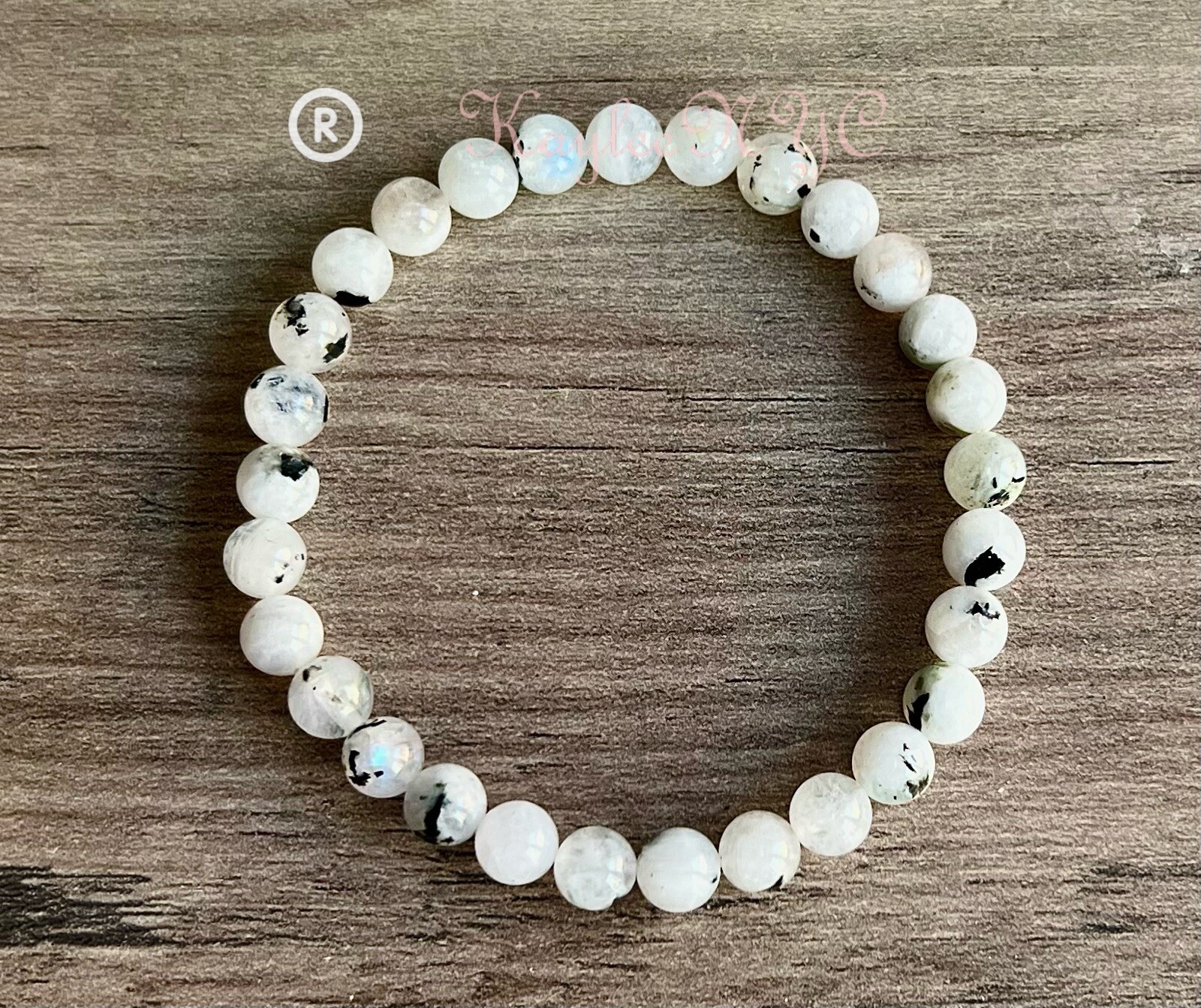 Wholesale Lot 6 Pcs Natural Rainbow Moonstone 6mm 7.5” Crystal Stretch Bracelet