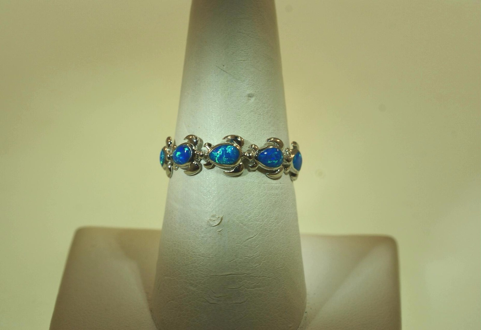 6MM HAWAIIAN RHODIUM OVER SOLID 925 STERLING SILVER INLAID OPAL TURTLE RING 5-10