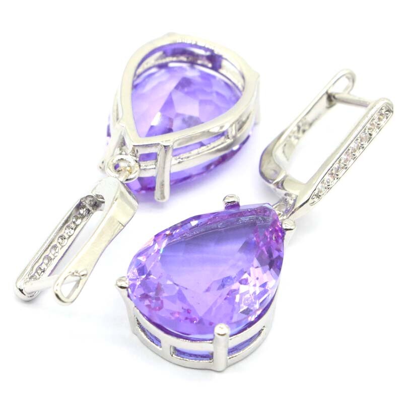 35x13mm Special 18x13mm Color Changing Alexandrite Topaz Females Silver Earrings
