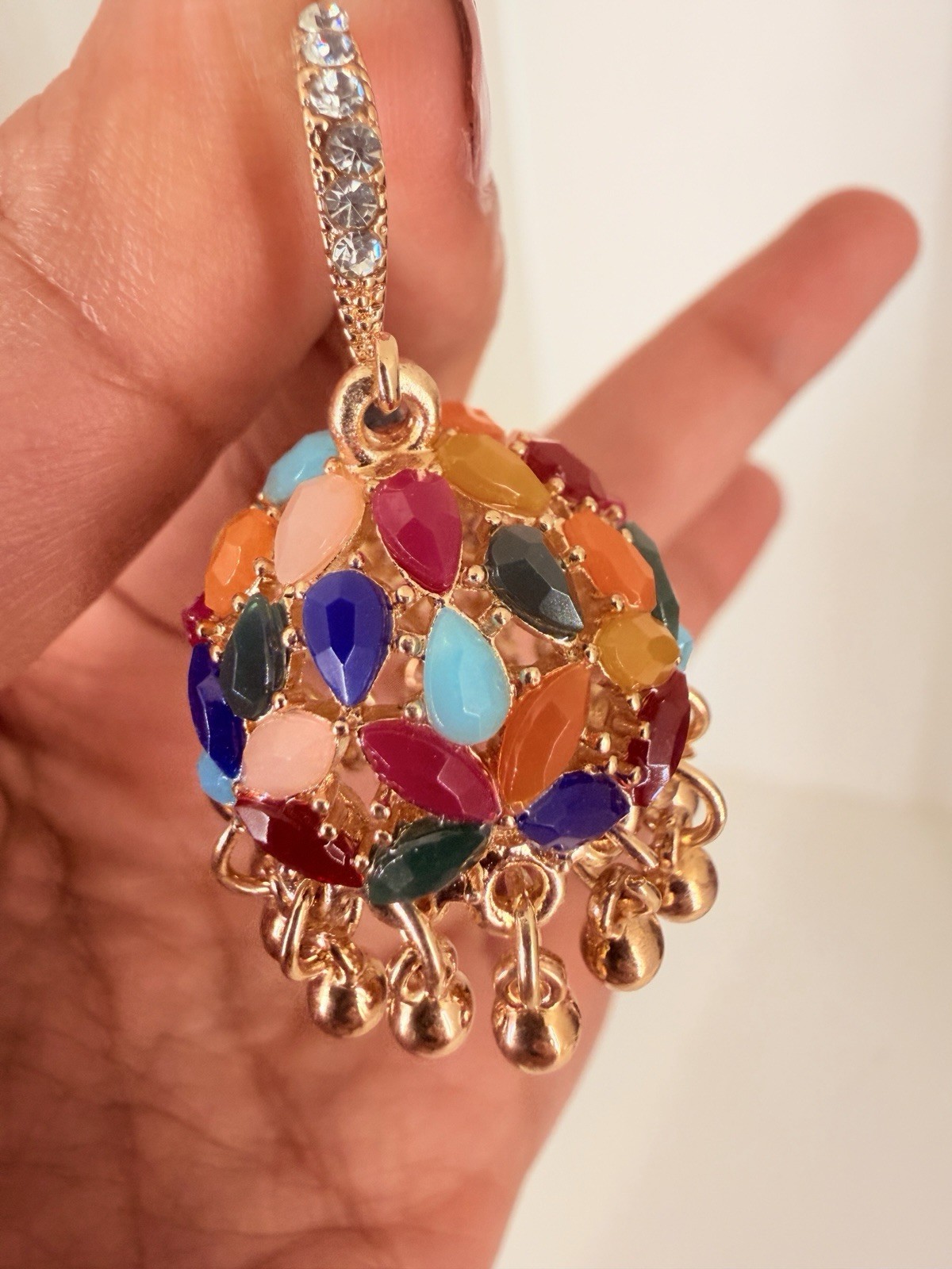 Women Jhumka Colorful Stone earrings for women with Tassels Traditional Jewelry