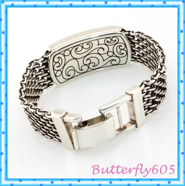 Brighton Contempo Token Tag ID Silver Scroll Bracelet 7″