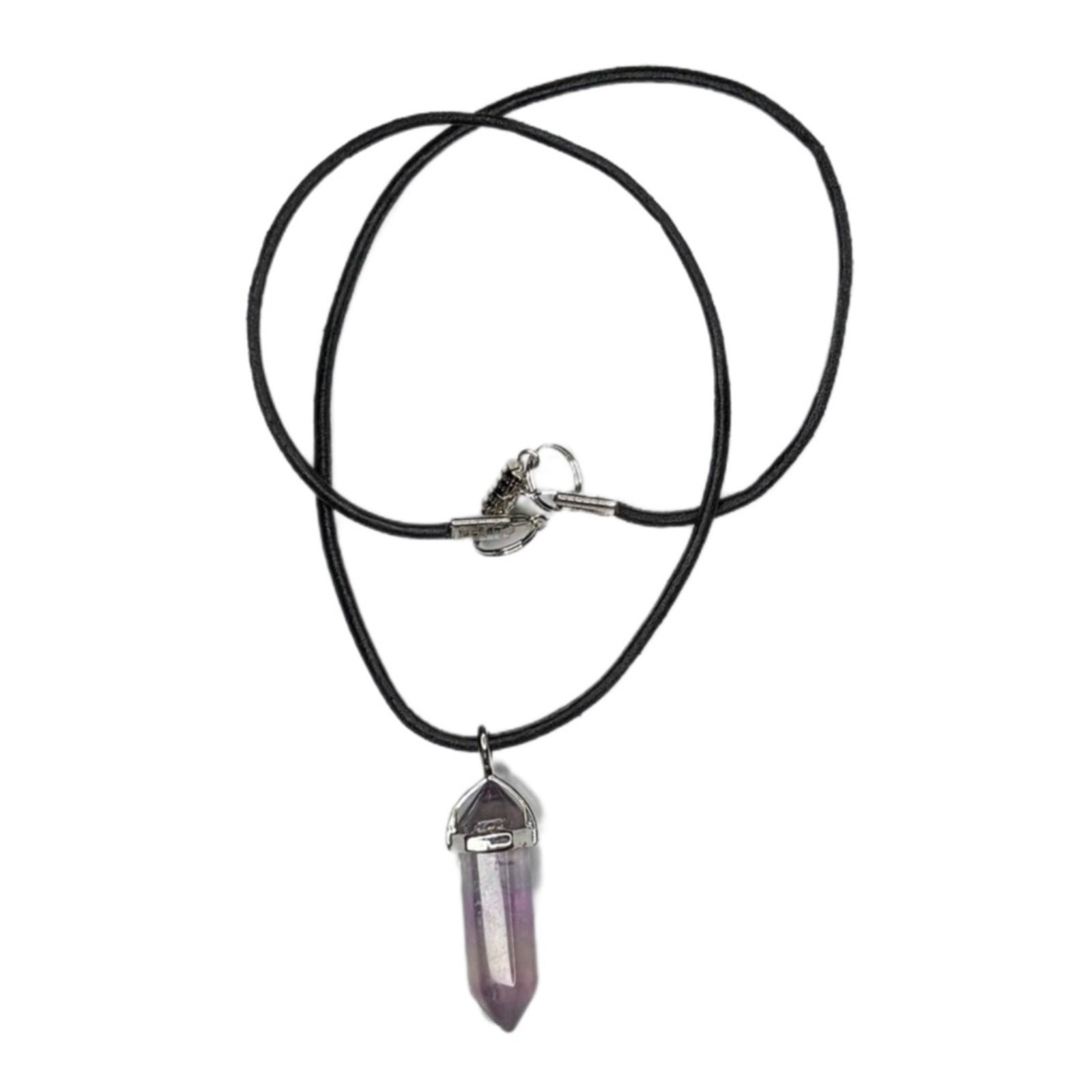 Fluorite pendant necklace handmade leather cord