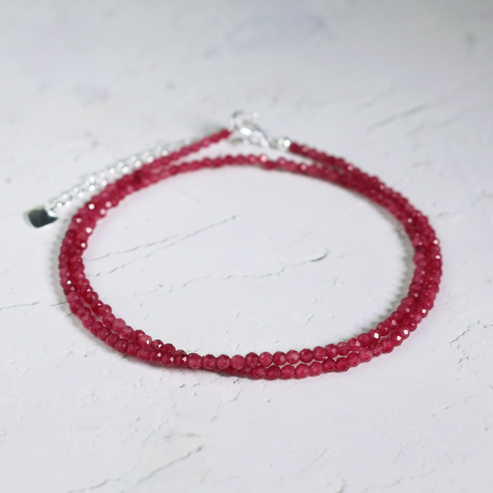 Red Spinel Choker Delicate Stone Beads Necklace Spinel Crystal Dainty Choker