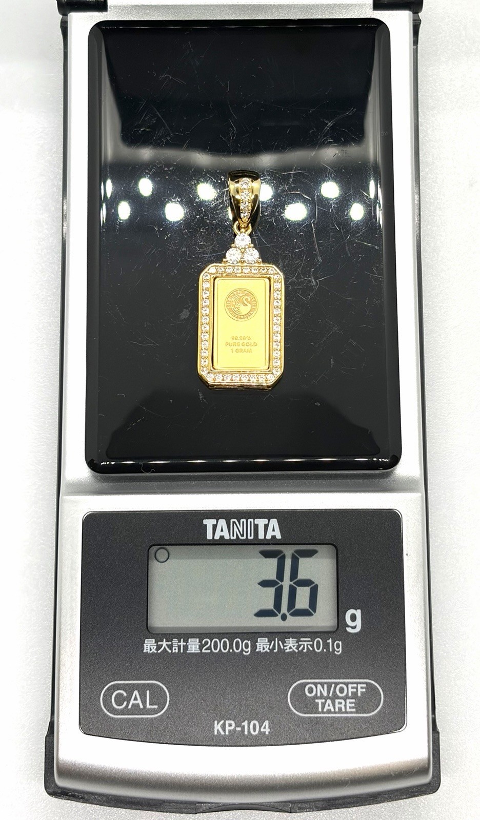 Perth Mint Swan 24K Pure Gold 1g Ingot Pendant Top Silver 925 Halo Zirconia⁠