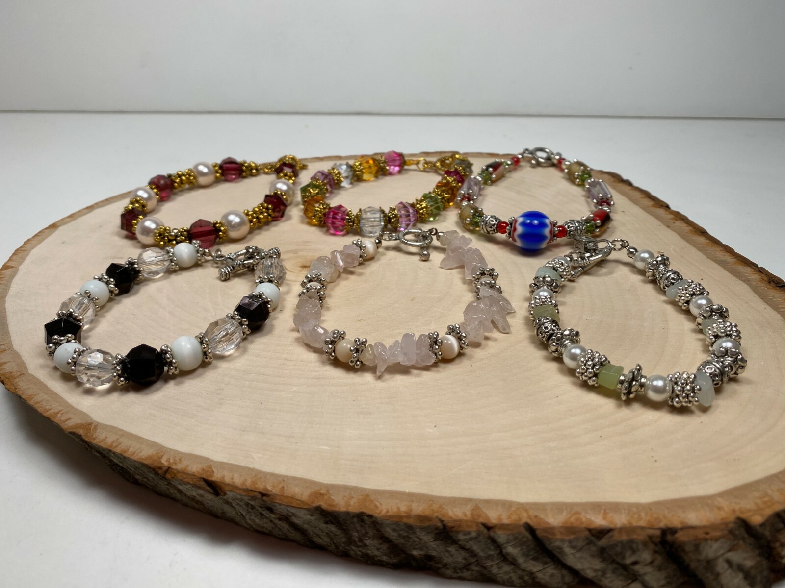 Colorful Bracelets Wholesale Lot of 12 RAINBOW Pink Beaded Toggle Bracelet