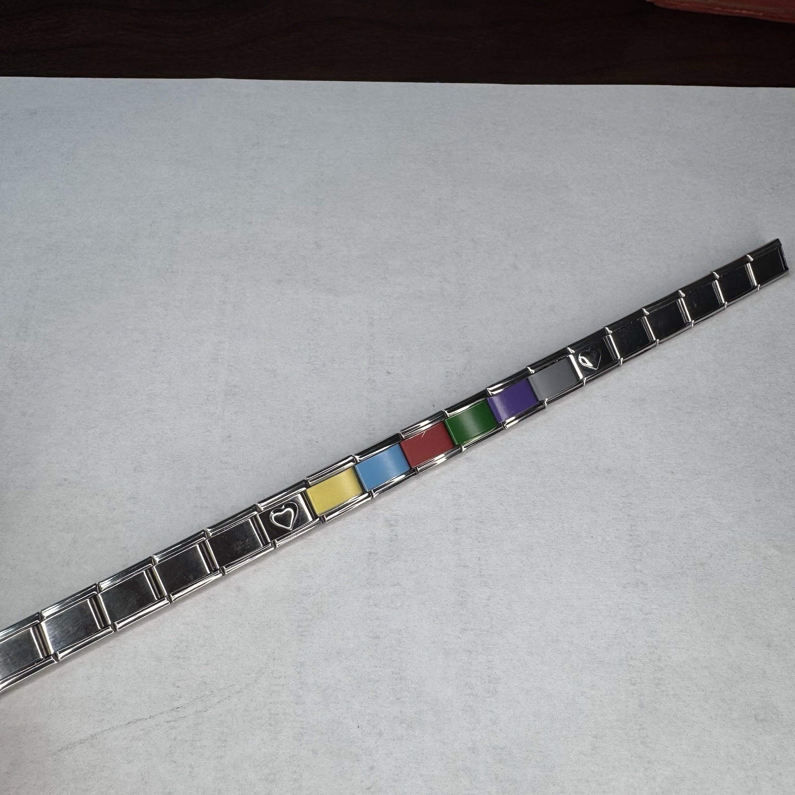 Multicolor Italian Modular 7.5 Inch Bracelet Stainless Steel Finished Bracelet
