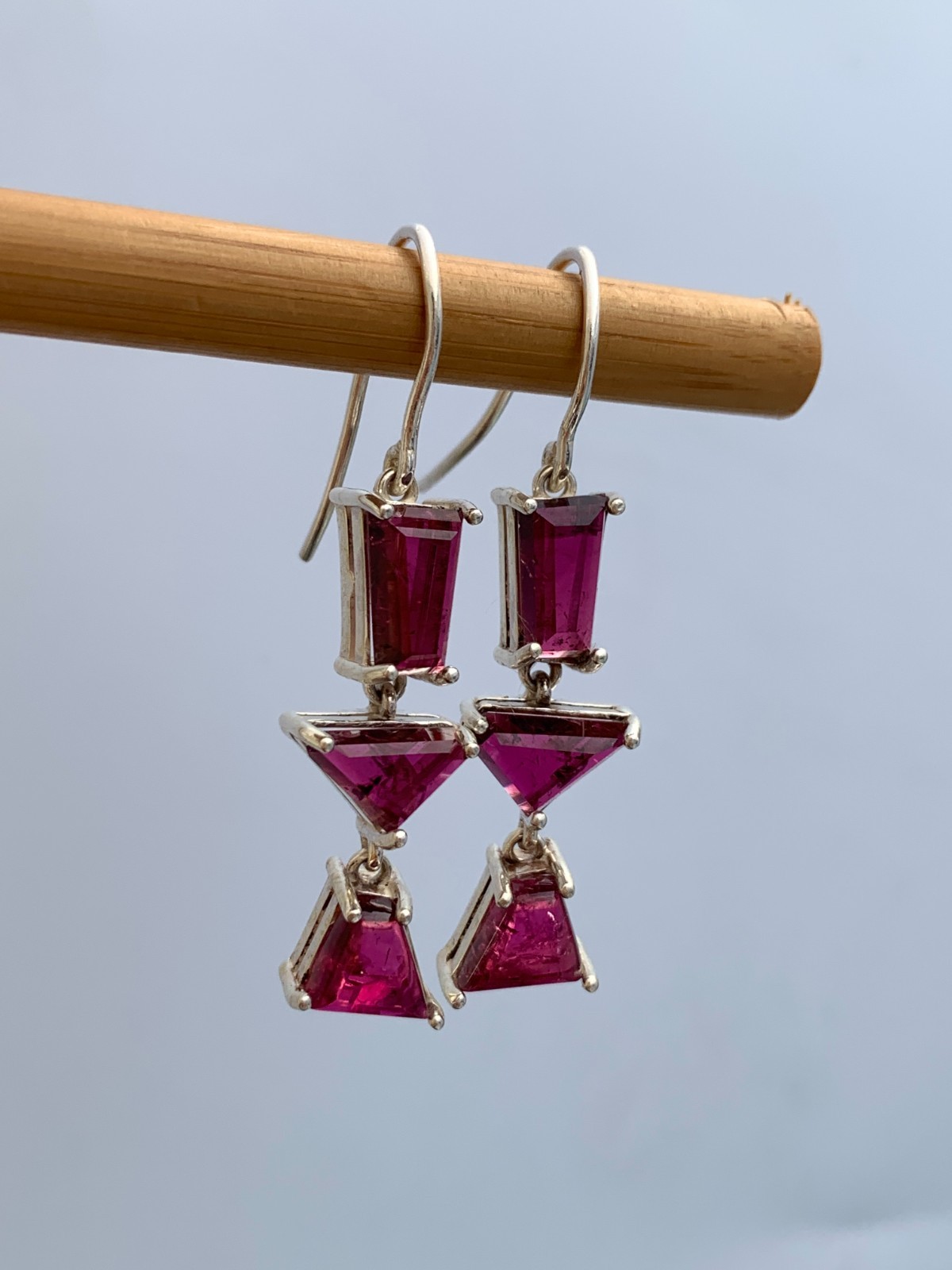 Pinkish Red Tourmaline Earrings: 925 Sterling Silver, Handmade Gemstone Jewelry