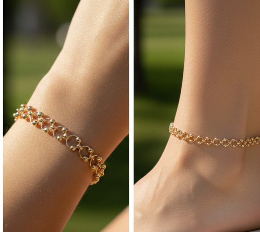 Elegant 18K Gold Plated Bracelet Modern Geometric Chain Pattern Bracelet