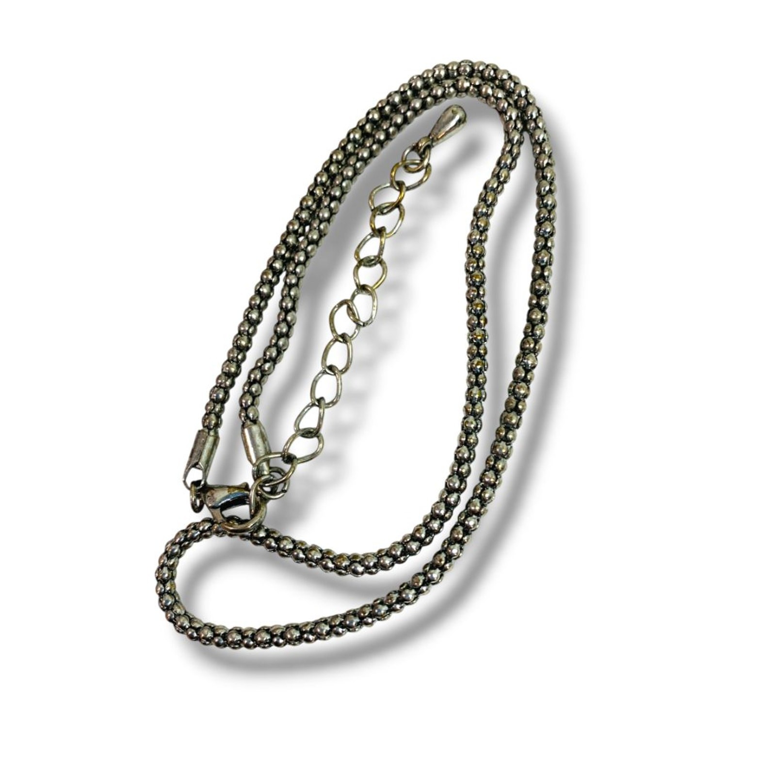 Silvertone Chain Necklace Round 17″ + 2.5″ Extender Lobster Clasp