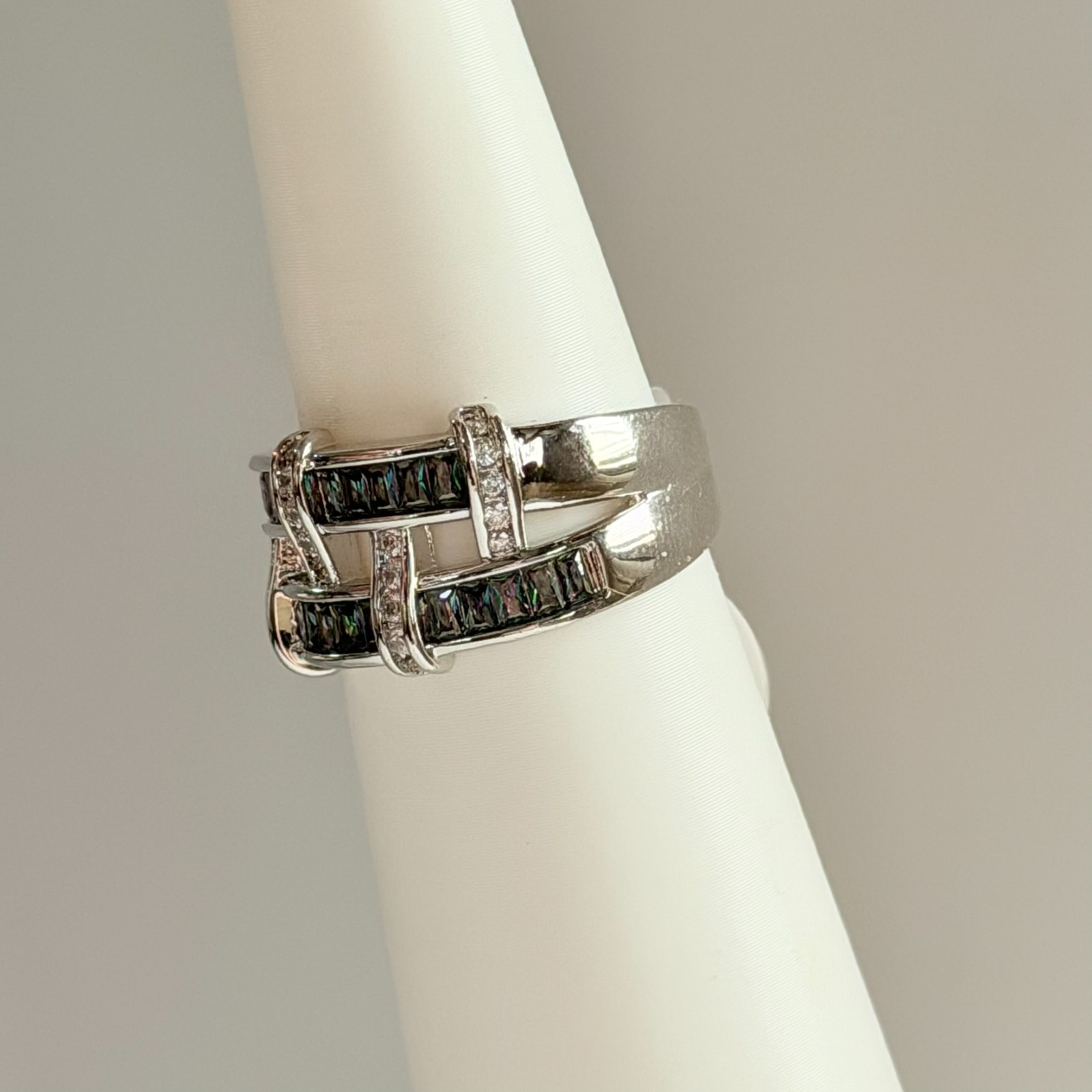 Bomb Party June Ring Sz 8 “Weaved In Time” Alexandrite on Rhodium