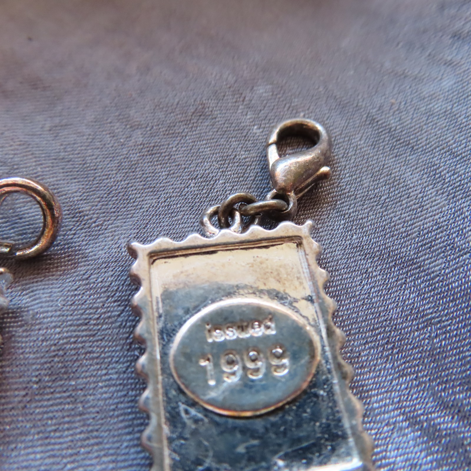 Quirky charms for charm bracelet, silver-tone, US Postal Stamps