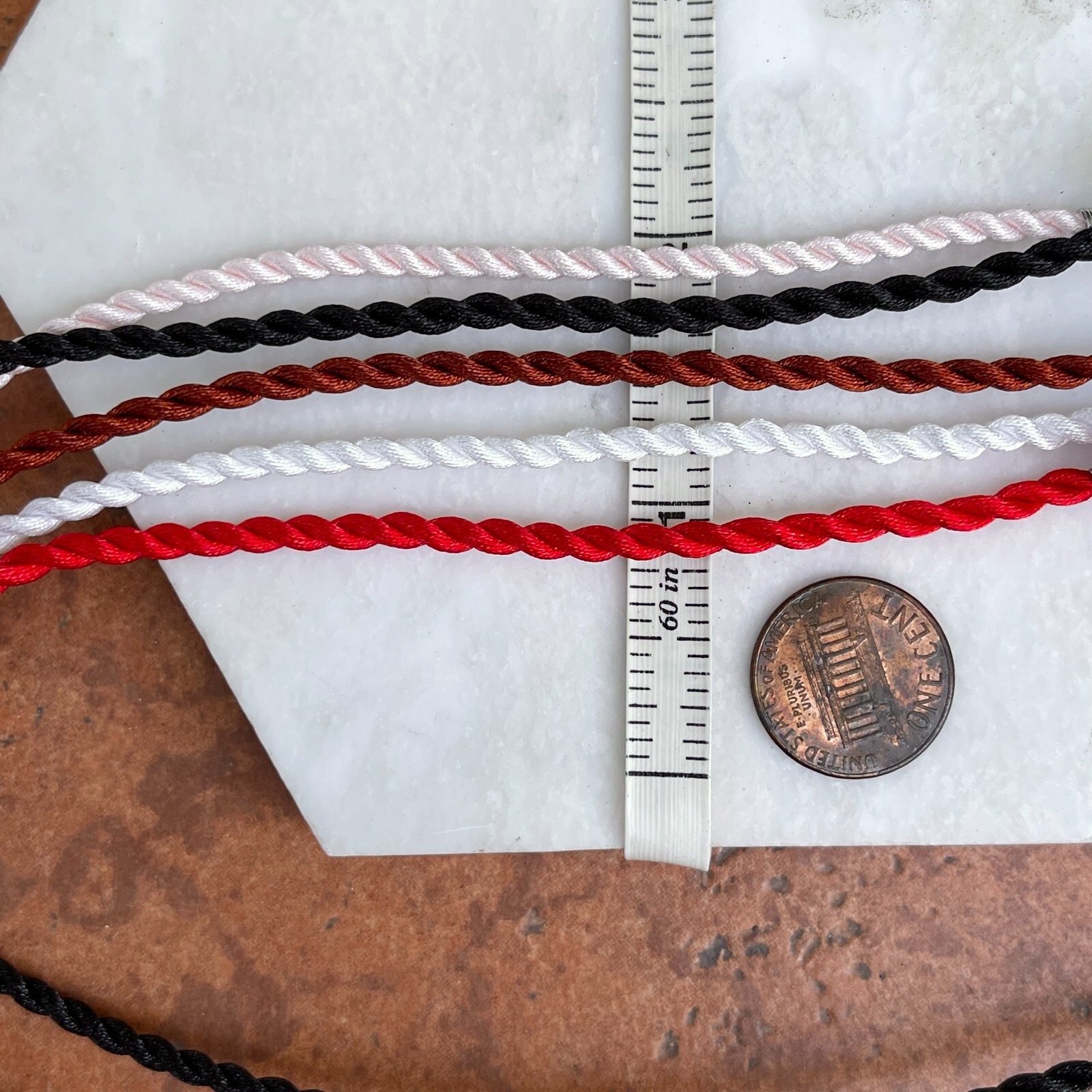 Black, Red, White, Pink Orange Satin Twisted 3mm Cord Necklace 16-18″ Adjustable