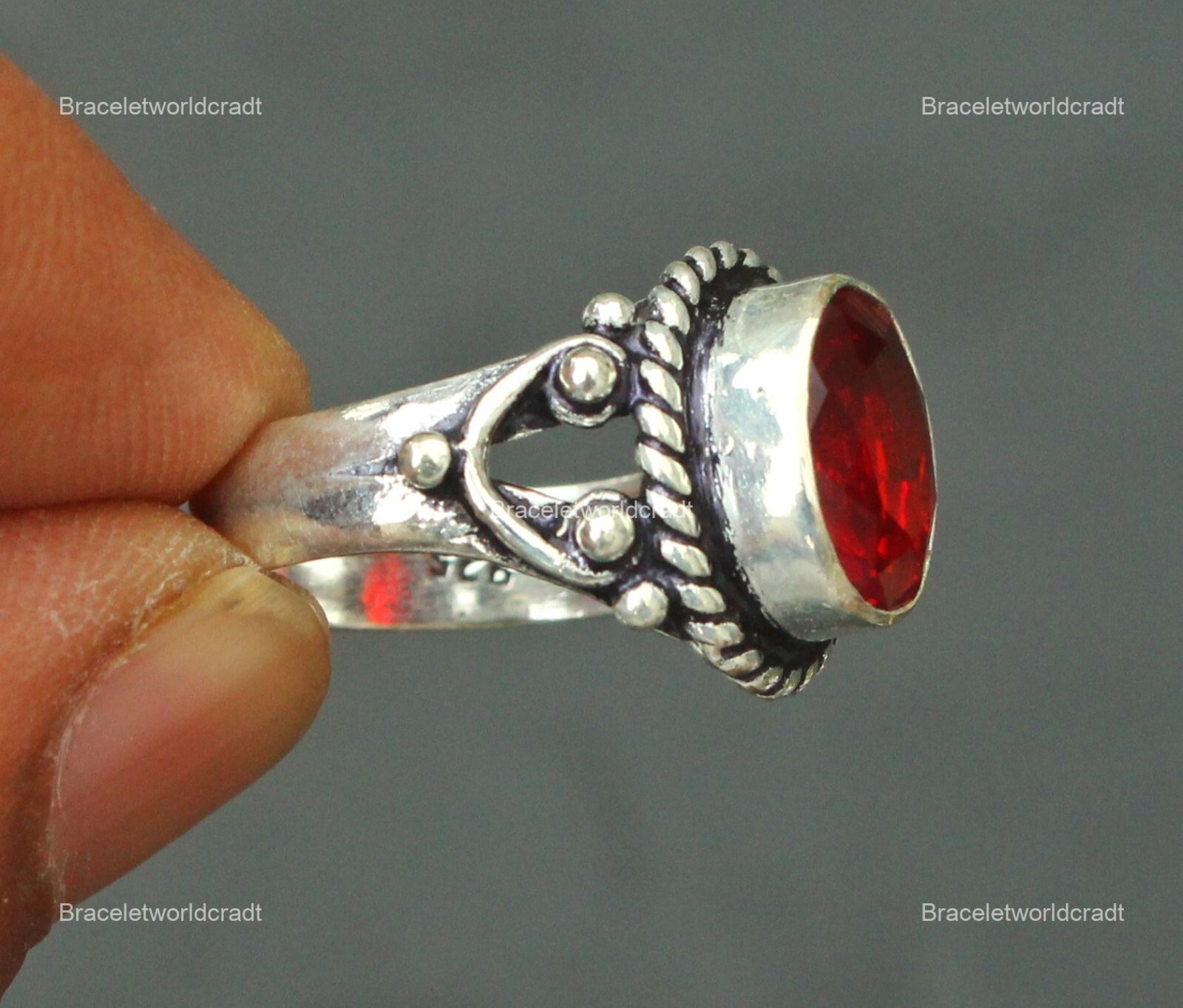 July Ruby Stone Channel-Set Wedding Band Ring Jewelry Size 8 925 Sterling Silver