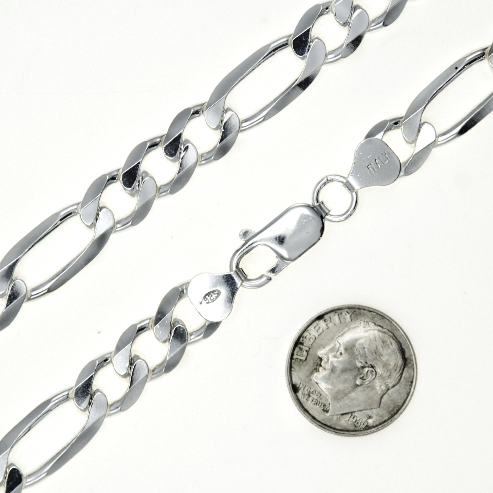 925 Italy SOLID Sterling Silver FIGARO Link Chain Bracelet 7″ 8″ 9″ 10″ .925