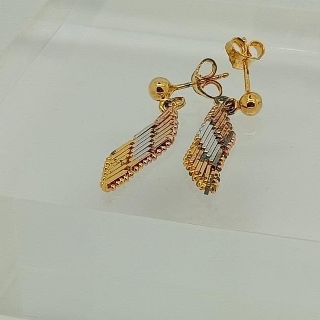 Tri-Color Gold Vermeil Sterling Silver Diamond Cut Dangle Ball Stud Earrings New