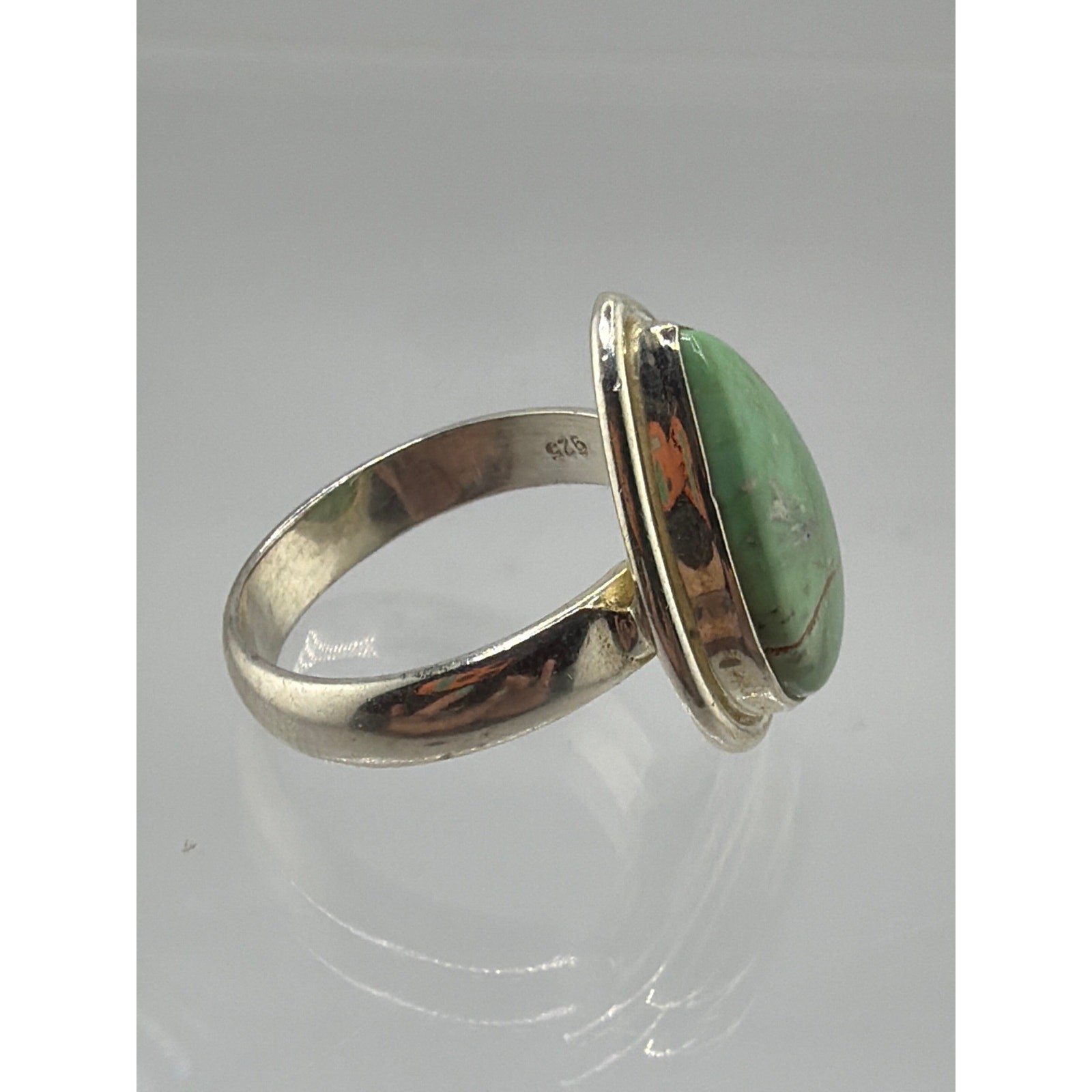 Sterling Silver Pear Shaped Green Mojave Turquoise Ring Size 7.5