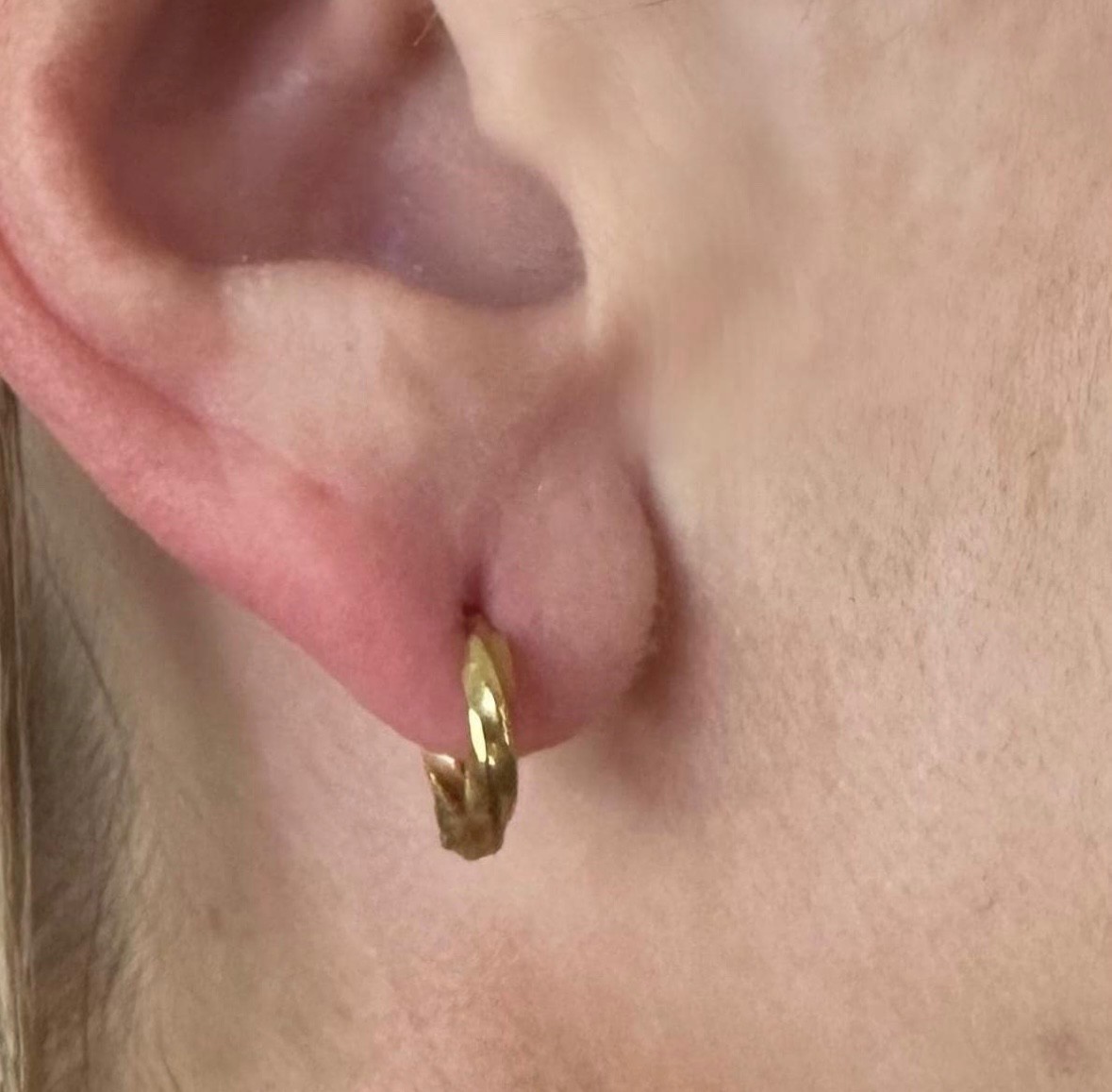 Gold Braided Titanium Huggie Hoop Earrings. (Pair).