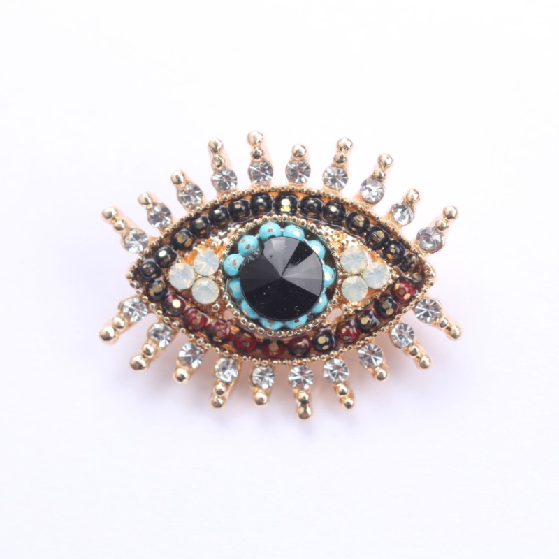Mystical Evil Eye Brooch: Rhinestone Clothing Accessory Pin, Retro Gift
