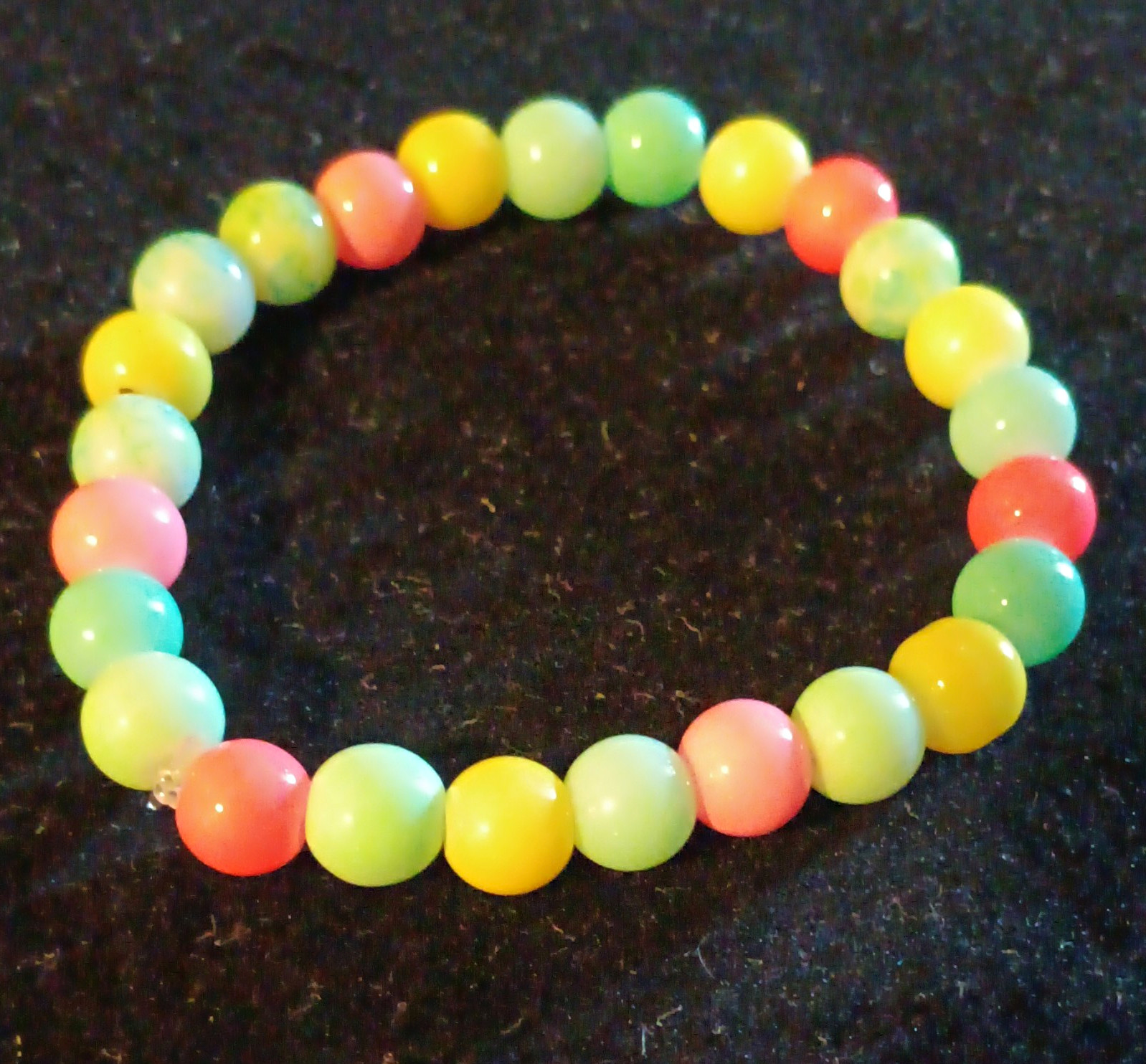 Set of 10 Multicolor Glass & Acrylic Bead Stretch Slip-On Stackable Bracelets