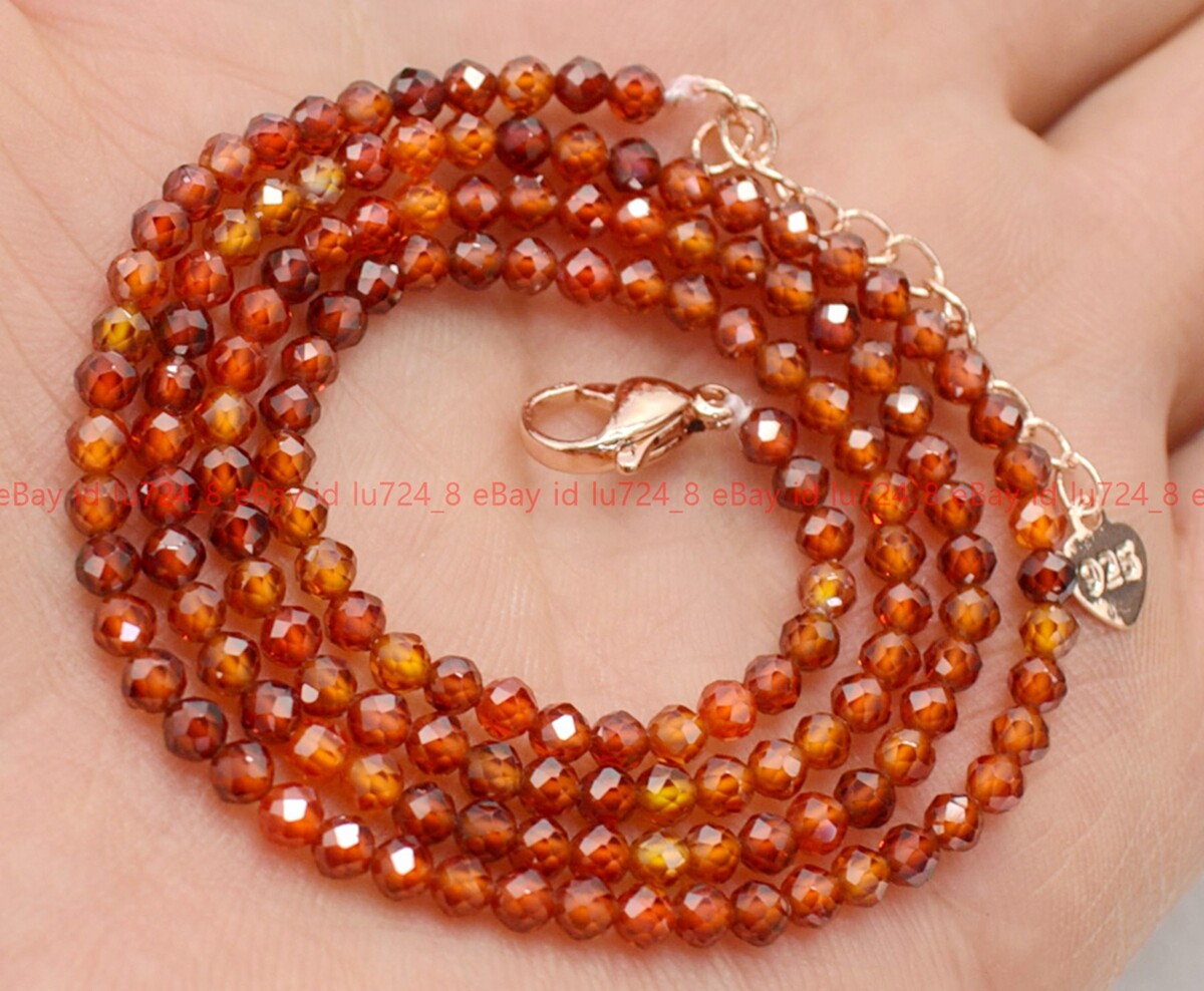 Fashion 3mm Natural Multicolor Zircon Round Faceted Gems Beads Necklace 14-36″