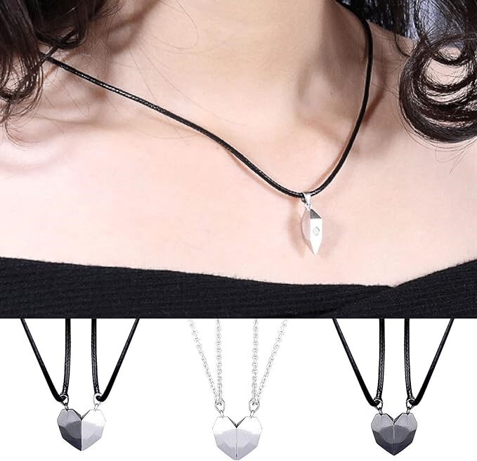 Heart Magnet Necklace Set for Couple Boyfriend, Girlfriend, Husband, Wife, Gift