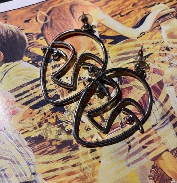 Abstract Silvertone Picasso Earring Dangles