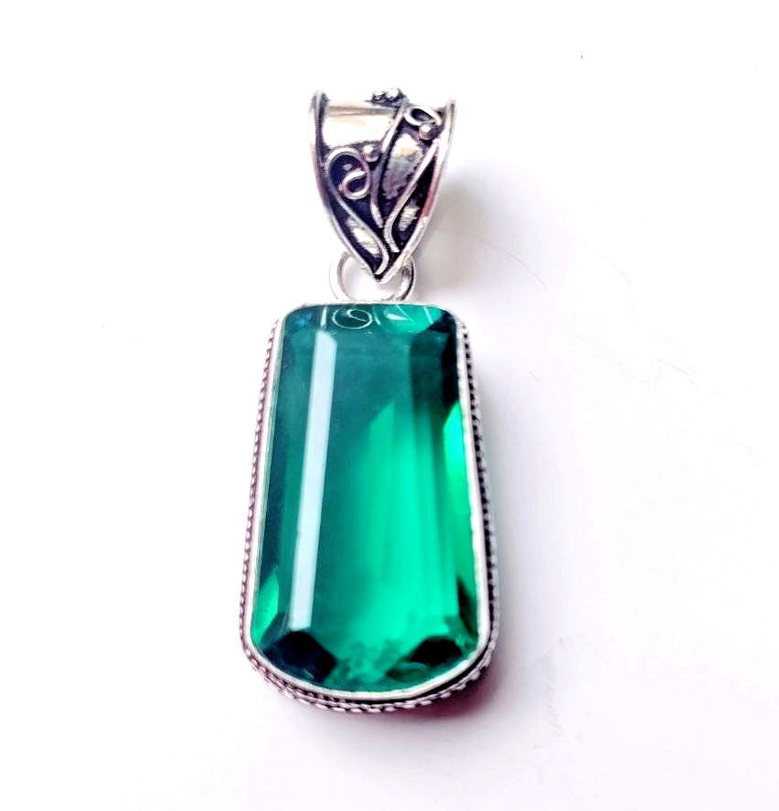 Paraiba Tourmaline Gemstone Handmade 925 Sterling Silver Jewelry Pendant 1.80″