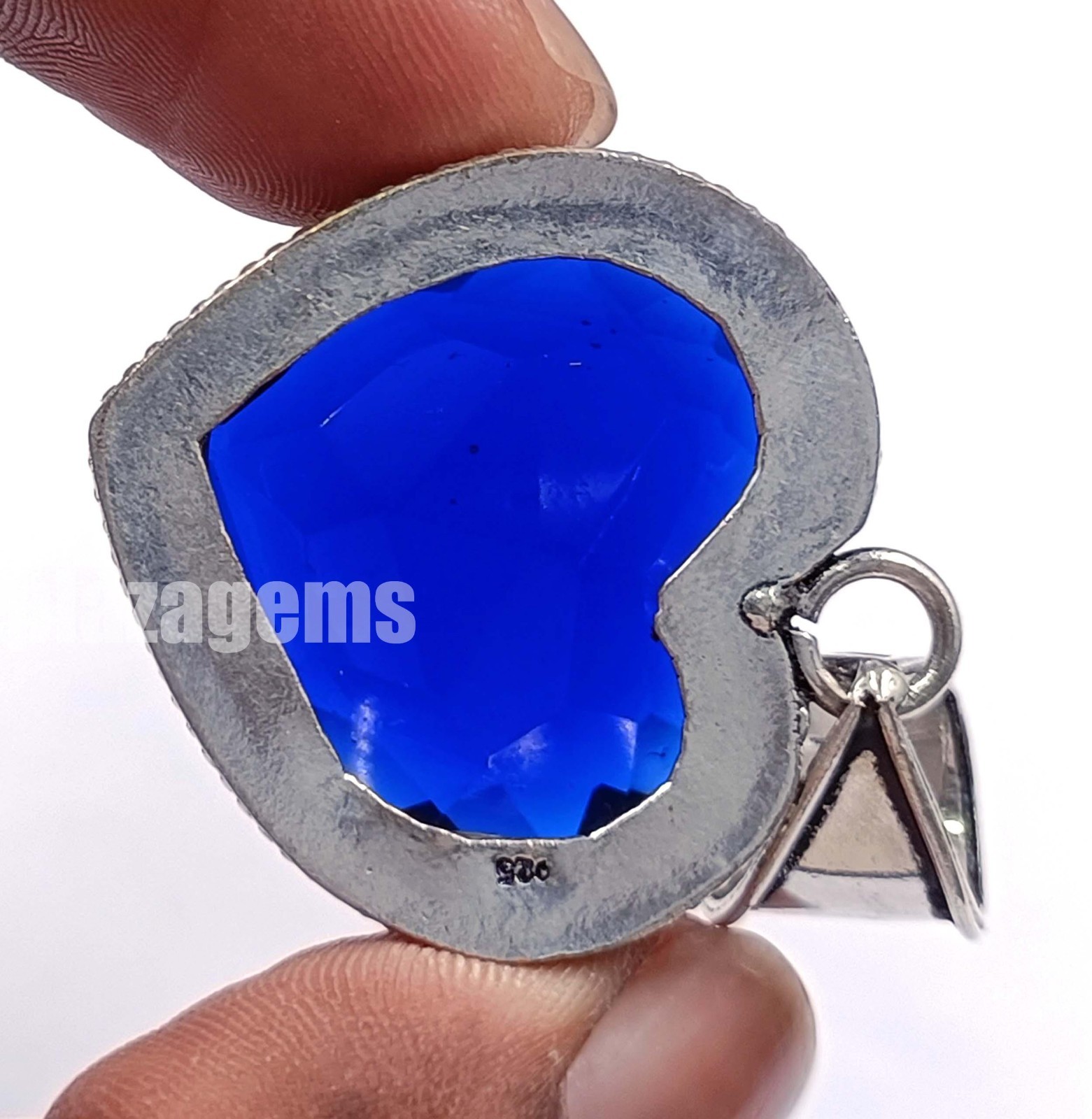 77.95 Ct Rare Natural Blue Sapphire Pendant Heart Cut Gems EGL 925 Silver 5ASC