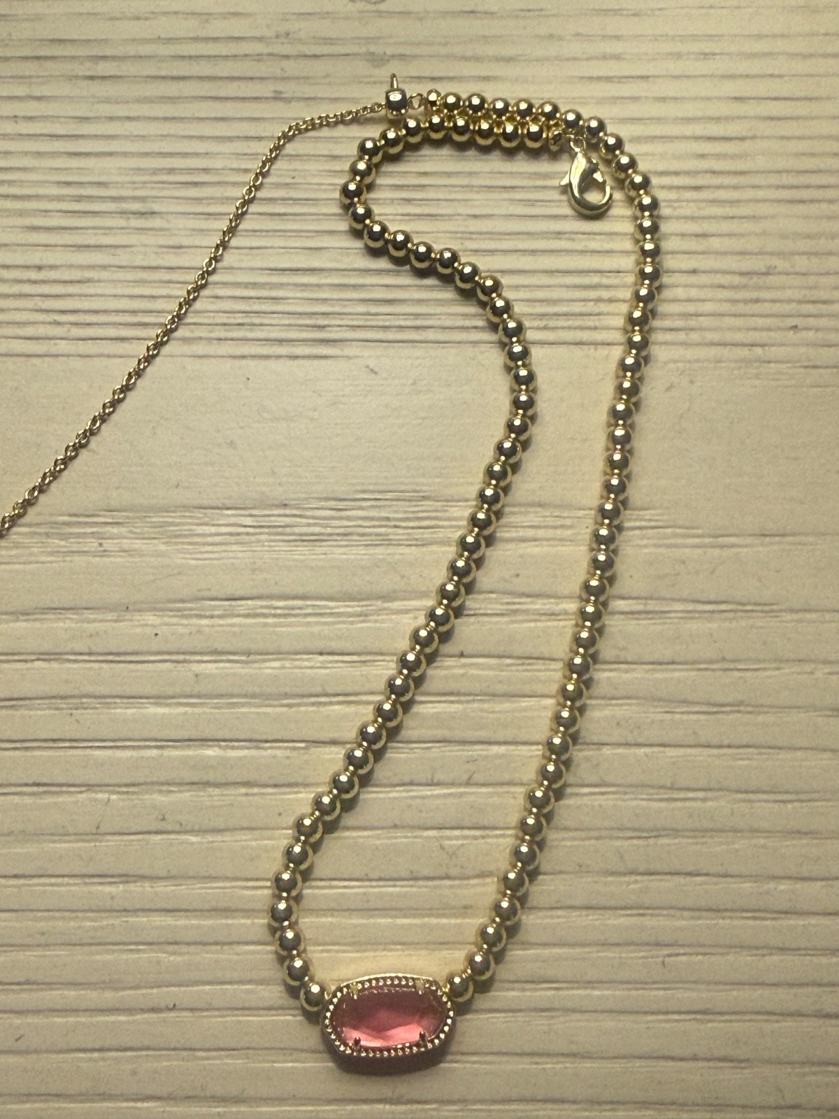Kendra Scott beaded necklace gold and pink