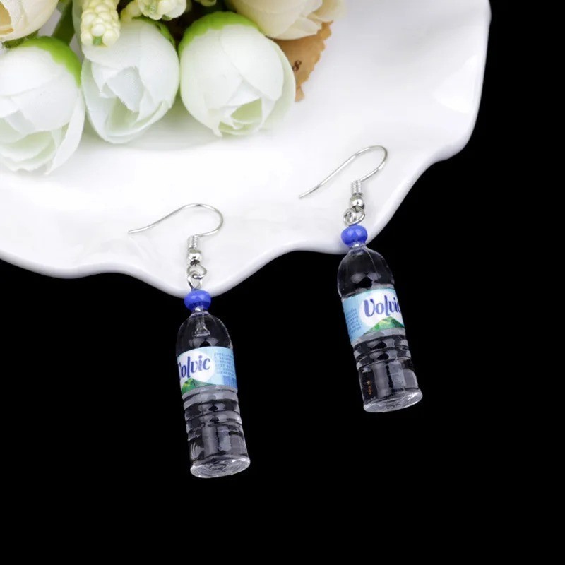Novelty Mini Water Bottle Drop Earrings Funny Acrylic Dangle Hook Earrings