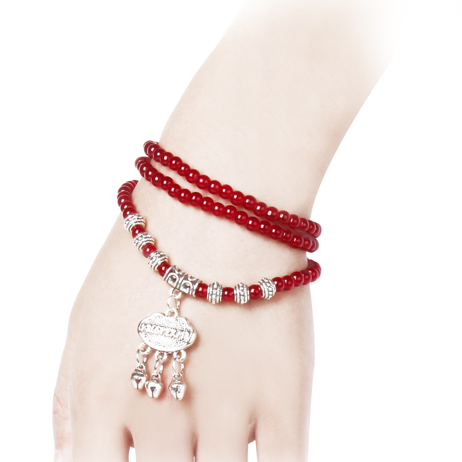 Natural Red Agate Beaded Bracelet Good Luck Healing Crystal Gemstone