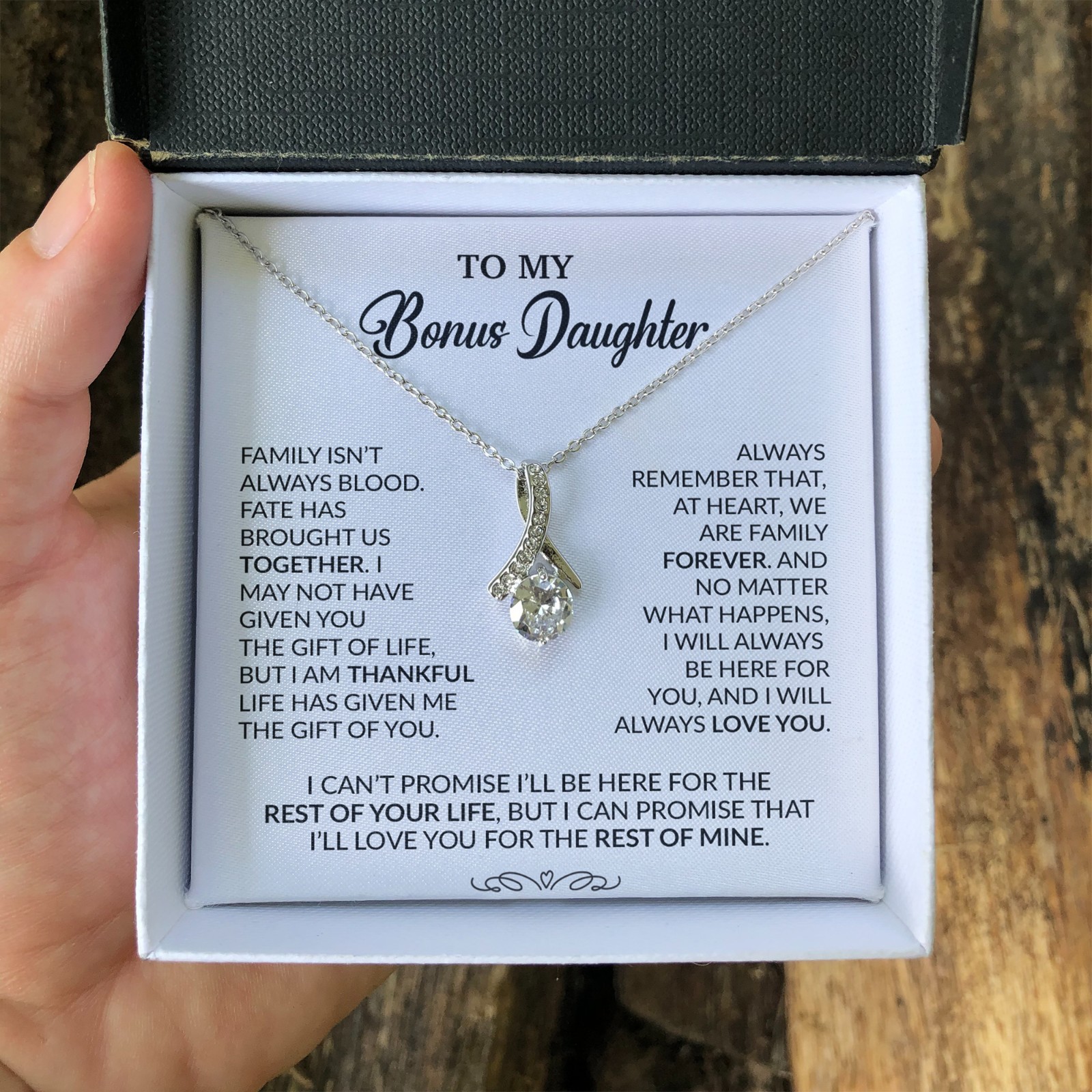 To My Bonus Daughter Necklace, Gift for Bonus Daughter, Step Daughter Birthday